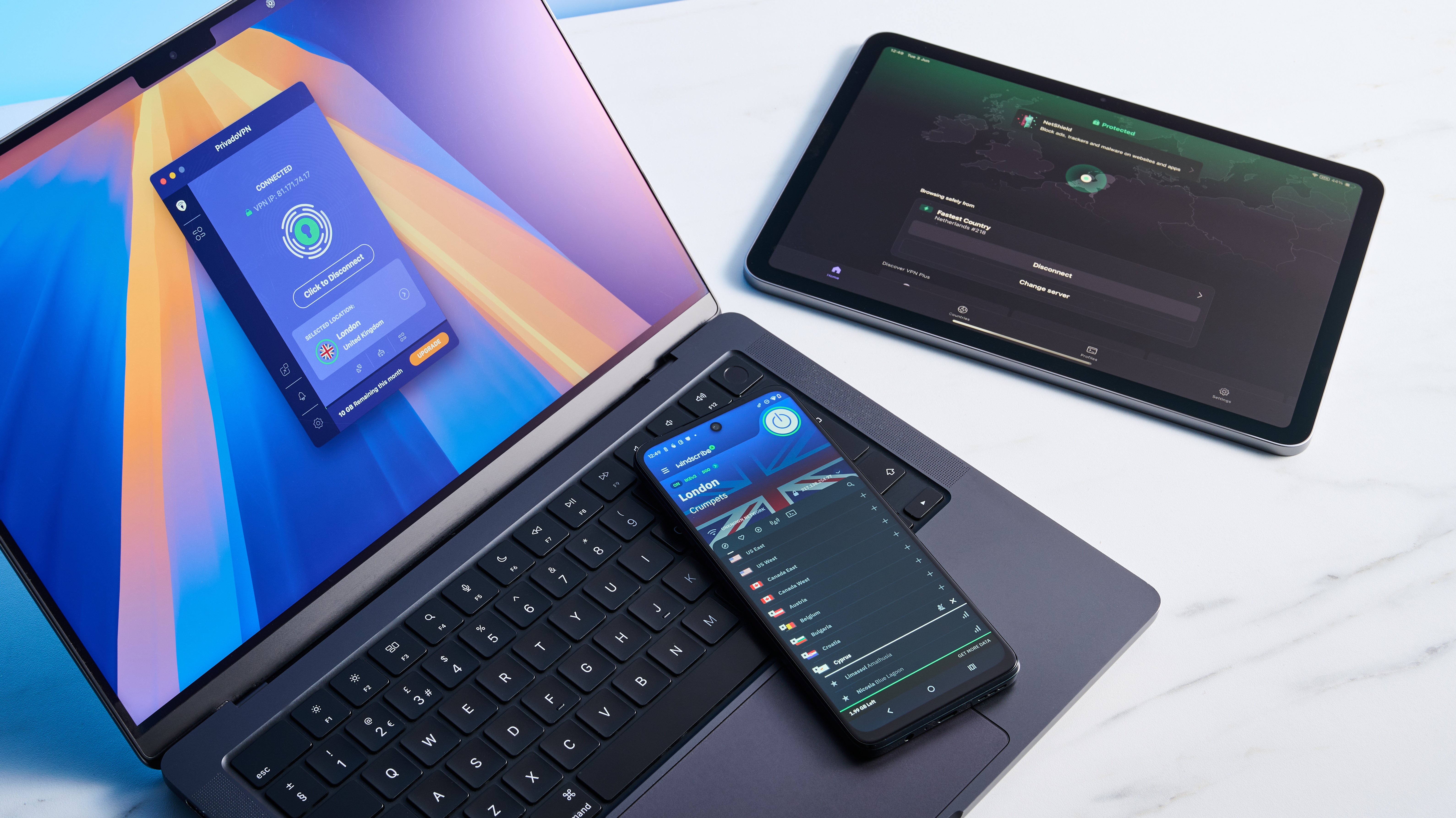 Результаты тестирования скорости VPN